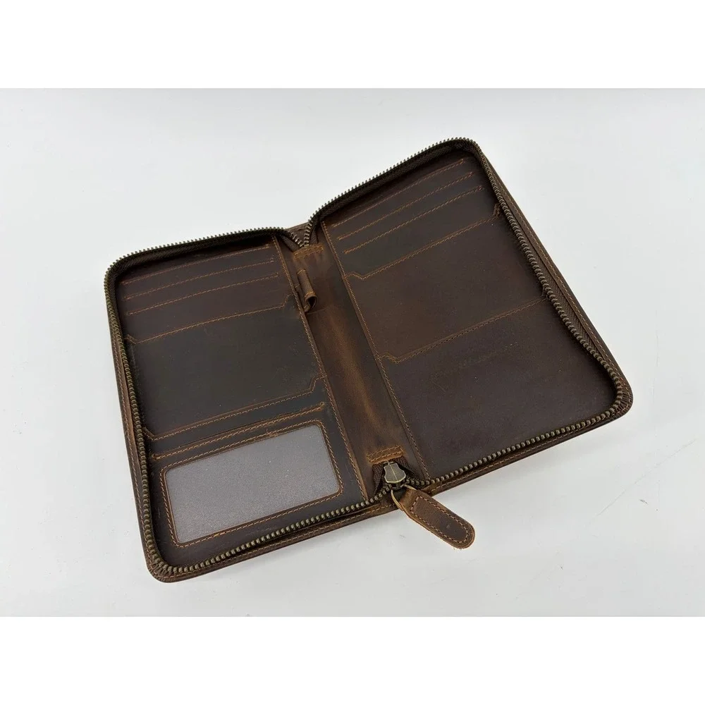 Polare Full Grain Leather Travel Four Passport Wallet,, Dark Brown, Travel, Vaca